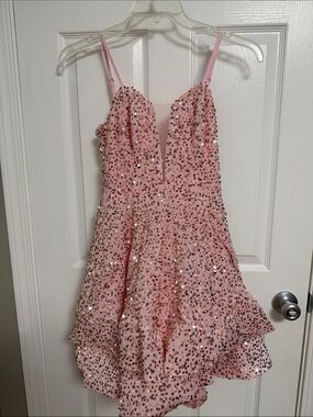 Girls' Pink Sequin Party Dress - Sparkle A-Line